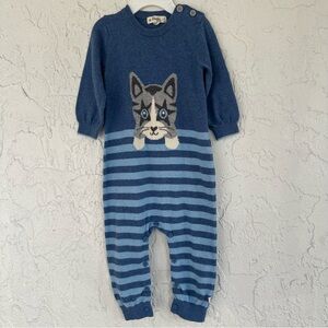 THE‎ BONNIE MOB One Piece Kids Size 8-12 Month Blue Organic Cotton Cashmere Cat